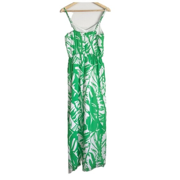 Lilly Pulitzer Palm Boom Boom Jumpsuit Size M Kelly Green Palm Wide Leg Tropical - Picture 12 of 13